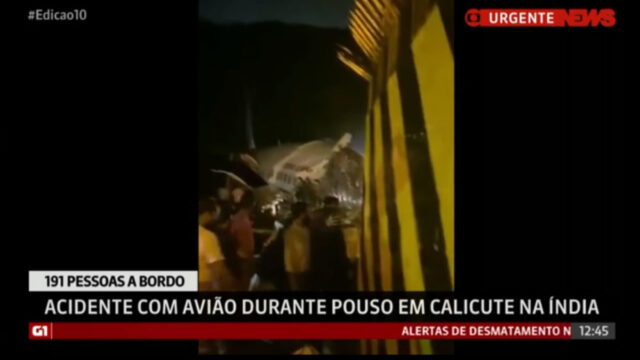 Avião com cerca de 200 a bordo se parte em dois ao pousar na Índia
