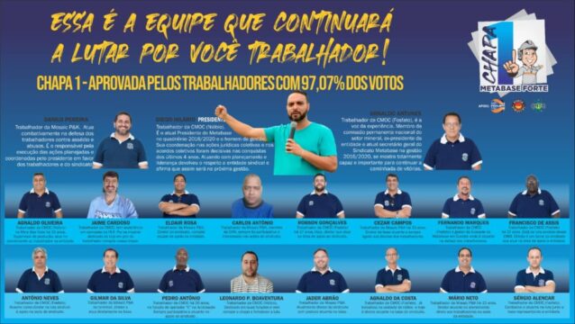 Chapa 1 é eleita por mais quatro anos para presidir o Sindicato Metabase de Catalão-GO