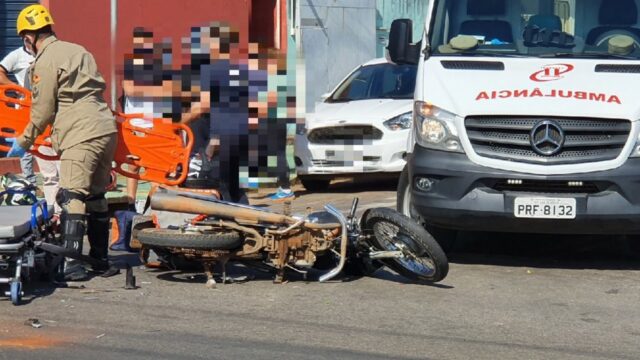 Homem fica ferido após acidente entre carro e moto em Catalão