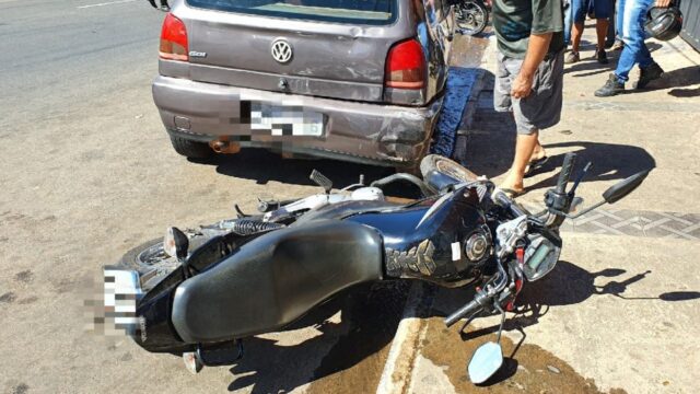 Motociclista fica ferido após ser fechado por carro em Catalão