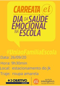 Colégio Objetivo realiza Carreata Dia da Saúde Emocional na Escola neste sábado (26)