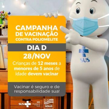 Campanha nacional de vacinação contra a poliomielite segue até o fim do mês