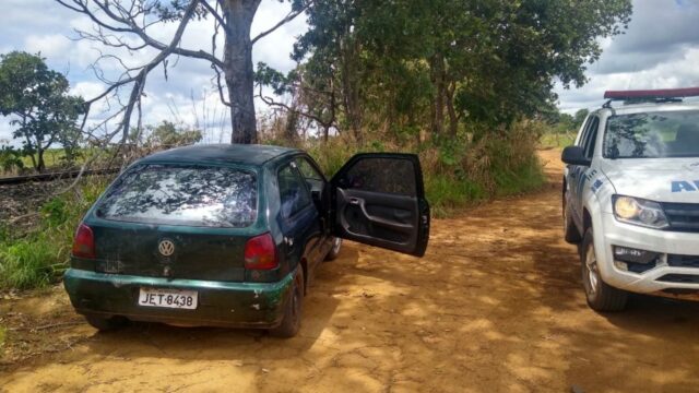 Veículo furtado é recuperado pelo Batalhão Rural em estrada vicinal no município de Vianópolis