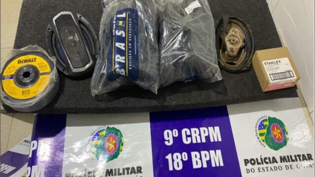 PM prende suspeito de furto em flagrante e recupera objetos furtados, em Catalão