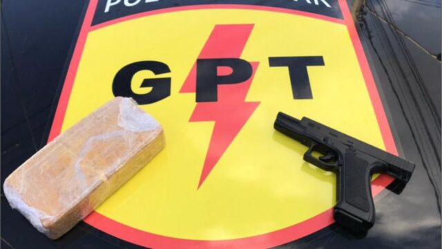 GPT realiza prisão de jovem  e apreensão de drogas e simulacro arma de fogo, em Catalão