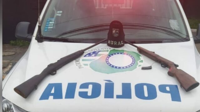 Batalhão Rural apreende armas e prende suspeito por posse ilegal de arma de fogo em Corumbaíba