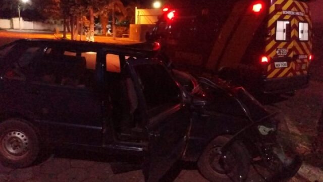 Em Ipameri, motorista perde controle da direção e atinge árvore