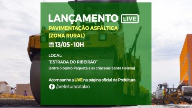 Em Catalão, Prefeitura dará ordem de serviço para início de pavimentação asfáltica em trecho rural
