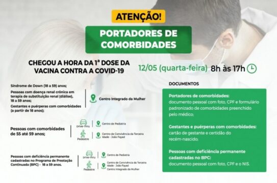 COVID-19: Pessoas com deficiência permanente cadastradas no BPC serão vacinadas nesta quarta, em Catalão