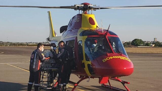 Helicóptero do CBMGO realiza atendimento a recém nascido em Caldas Novas