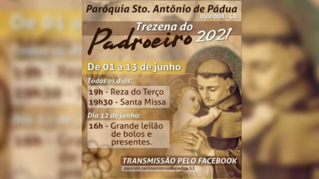 Convite da Paróquia Sto. Antônio de Pádua de Ouvidor