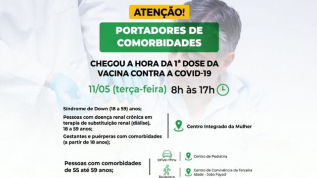 Covid-19: Pessoas com comorbidades de 55 anos ou mais serão vacinadas nesta terça, em Catalão