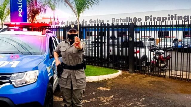 Sinal vermelho contra a violência doméstica em Catalão