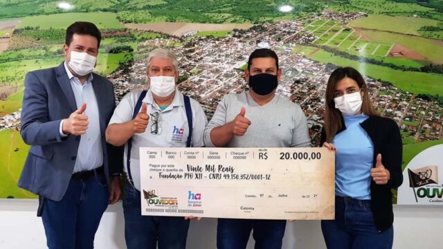 Prefeitura de Ouvidor repassa doação de R$ 20.000,00 (vinte mil reais) ao Hospital do Câncer de Barretos