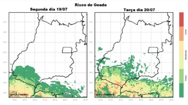 Temperaturas devem cair a partir desta segunda-feira e pode ter geada, nas regiões sul e sudoeste de Goiás