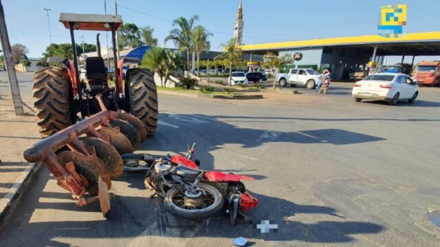 Motociclista fica ferido após colidir na lateral de trator em Catalão