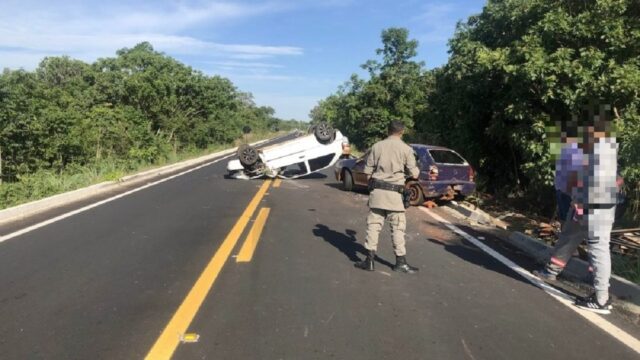 Colisão seguida de capotamento deixa um ferido na GO-139, entre Rio Quente e Caldas Novas