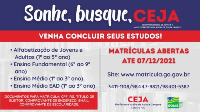 O CEJA está com matrículas abertas para alunos que querem concluir os estudos com rapidez e qualidade