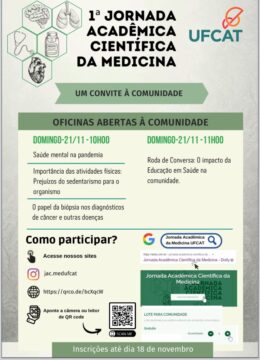 Curso de medicina da UFCat realiza da 1° Jornada Acadêmica Científica da Medicina; Oficinas abertas à comunidade