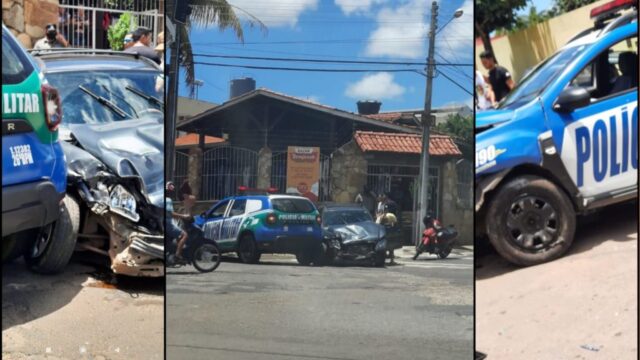 Viatura da PM e outro veículo colidem em cruzamento em Caldas Novas