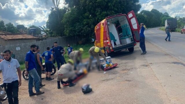 Motociclista fica ferido em acidente envolvendo veículo de grande porte, na GO-330 em Ipameri