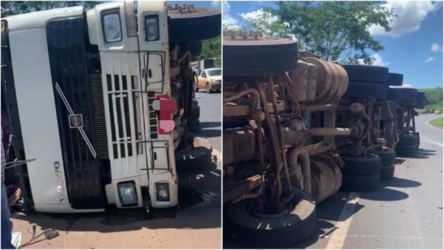 Vídeo: Acidente grave com carreta na BR 050 entre Araguari e Uberlândia
