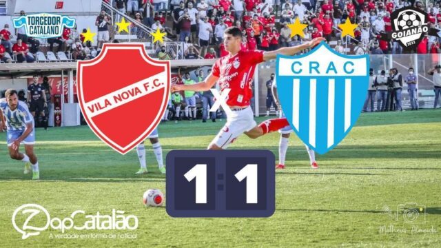 Em clássico goiano, Crac empata com Vila Nova no último minuto da partida e volta à zona de classificação do Goianão