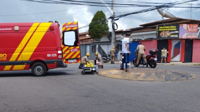 Colisão entre duas motos deixa passageira ferida no Bairro Nossa Senhora de Fátima, em Catalão
