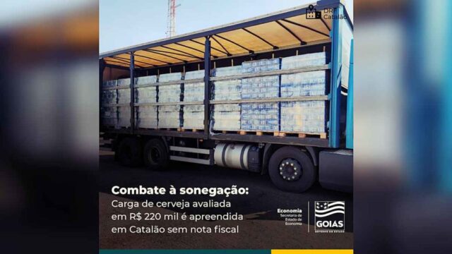 DRF de Catalão apreende carga de cerveja sem nota fiscal
