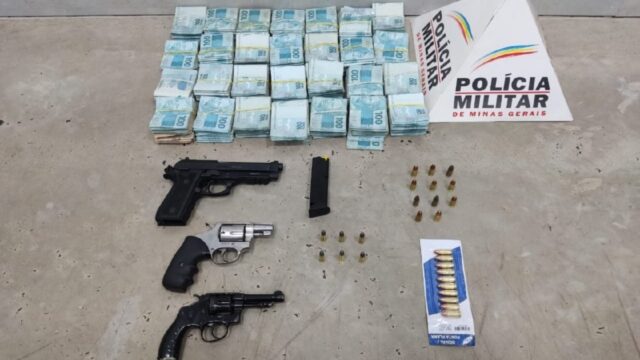 PM apreende armas, munições e mais de R$ 270 mil em chácara na zona rural de Araguari