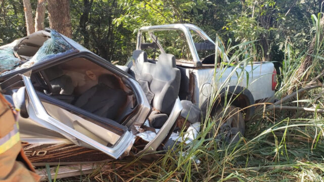 Idoso capota caminhonete na BR 365 sentido Uberlandia a Patrocínio