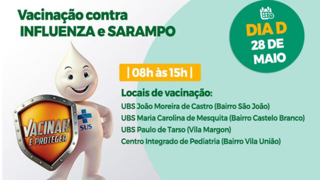 Segundo Dia D de Vacinação contra influenza e sarampo em Catalão é neste sábado