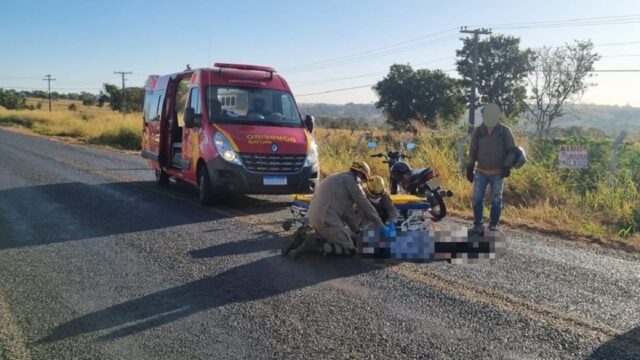 Motociclista fica ferido ao sofrer queda na GO-330, saída para Ouvidor
