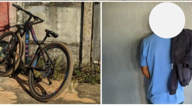 Em Pires do Rio, polícia militar recupera bicicleta furtada em loja e efetua detenção do suspeito