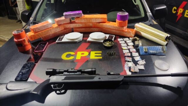 CPE prende suspeitos por crimes de tráfico de drogas, posse de arma de fogo e munições, em Catalão