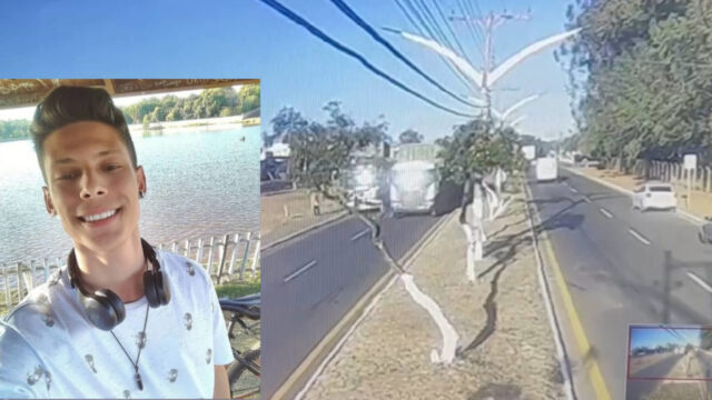 Câmera de segurança registra imagens de veículos envolvidos em um grave acidente com vítima fatal em Catalão