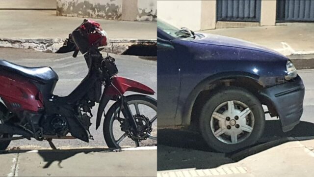 Acidente entre carro e moto deixa uma motociclista ferida no bairro Estrela, em Catalão