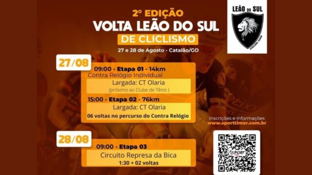 A 2° Edição da Volta Leão do Sul de Ciclismo acontece neste final de semana, em Catalão