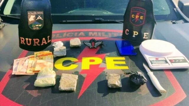 Jovem é detido com drogas em operação conjunta do BPMRural e CPE, em Pires do Rio