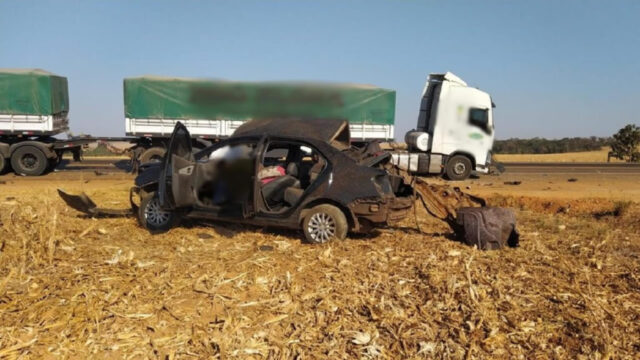 Motorista com carro roubado morre após colidir em caminhão na GO-330, em Ipameri
