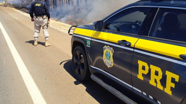 Homem é preso pela PRF após atear fogo às margem da BR-050, em Campo Alegre de Goiás