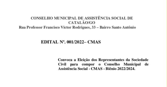 Interessados em integrar Conselho Municipal de Assistência Social de Catalão podem se inscrever