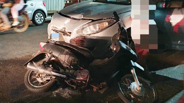 Em Catalão, mãe e filha ficam feridas após colisão frontal entre moto e carro