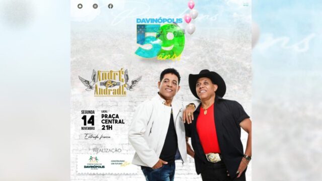 Davinópolis comemora aniversário de 59 anos com shows gratuitos
