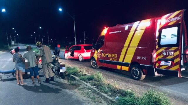 Motociclista sofre queda de moto em Catalão, após derrapar em areia na pista