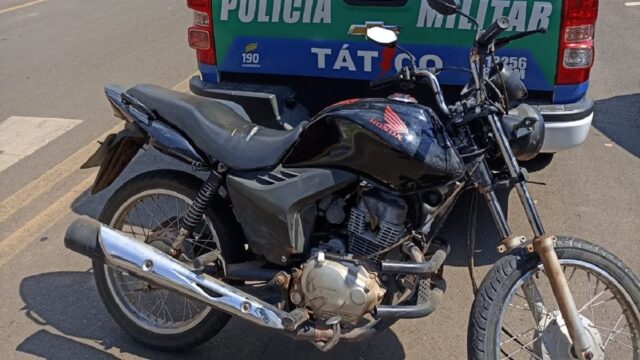 Moto furtada é recuperada pelo Tático, em Ouvidor