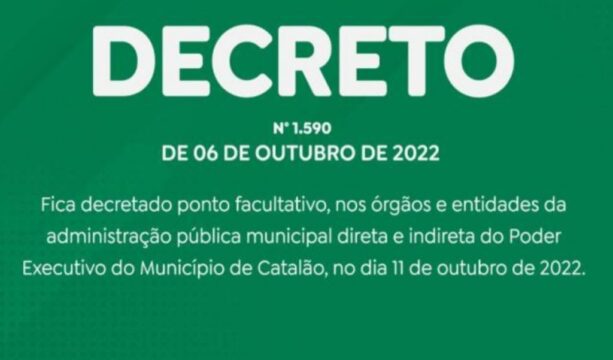 Decretado ponto facultativo nas repartições de Catalão na terça-feira, 11