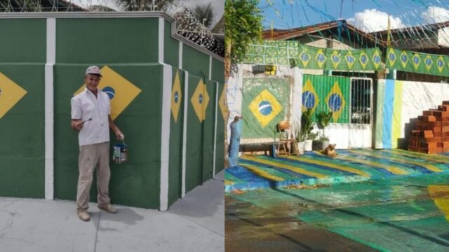 Em clima de Copa do Mundo, ruas e casas de Catalão são decoradas de verde e amarelo