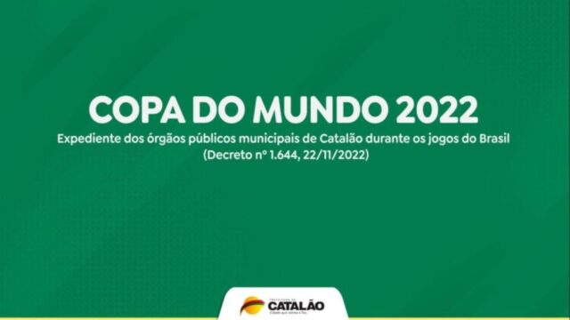 Prefeitura de Catalão define regras para expediente em dias de jogos do Brasil na Copa Mundo 2022