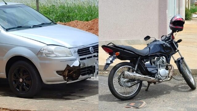 Mototaxista fica ferido em acidente no cruzamento no bairro Dona Almerinda, em Catalão